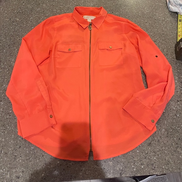 Michael Kors blouse with gold zipper and detail size LG - Picture 2 of 16